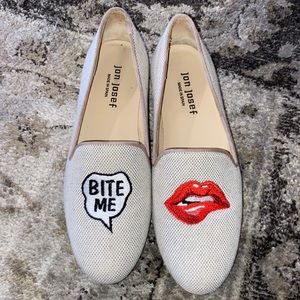 Jon Josef Women's Embroidered Flats - White and Red